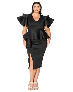 KIRA NEOPRENE PEPLUM DRESS