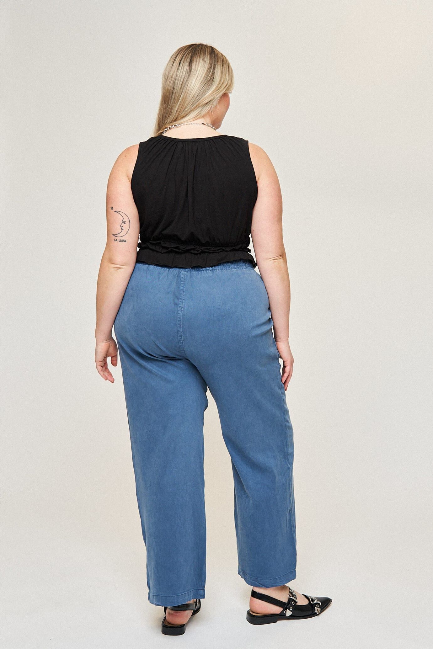 Maya Cotton Tencel Ease Pant, Slate Blue / Dusty Blue, alternate image number 3