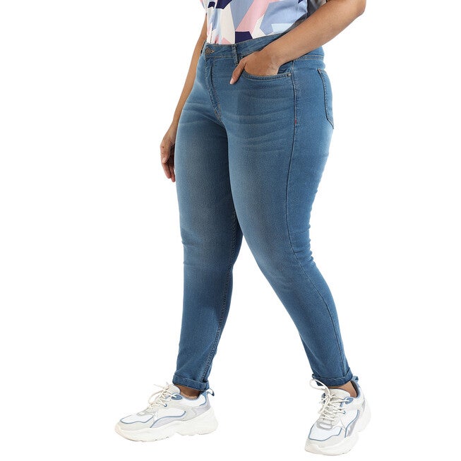 Women Light Blue Skinny Fit Denim Jeans, Light Blue / Light Blue, alternate image number 2