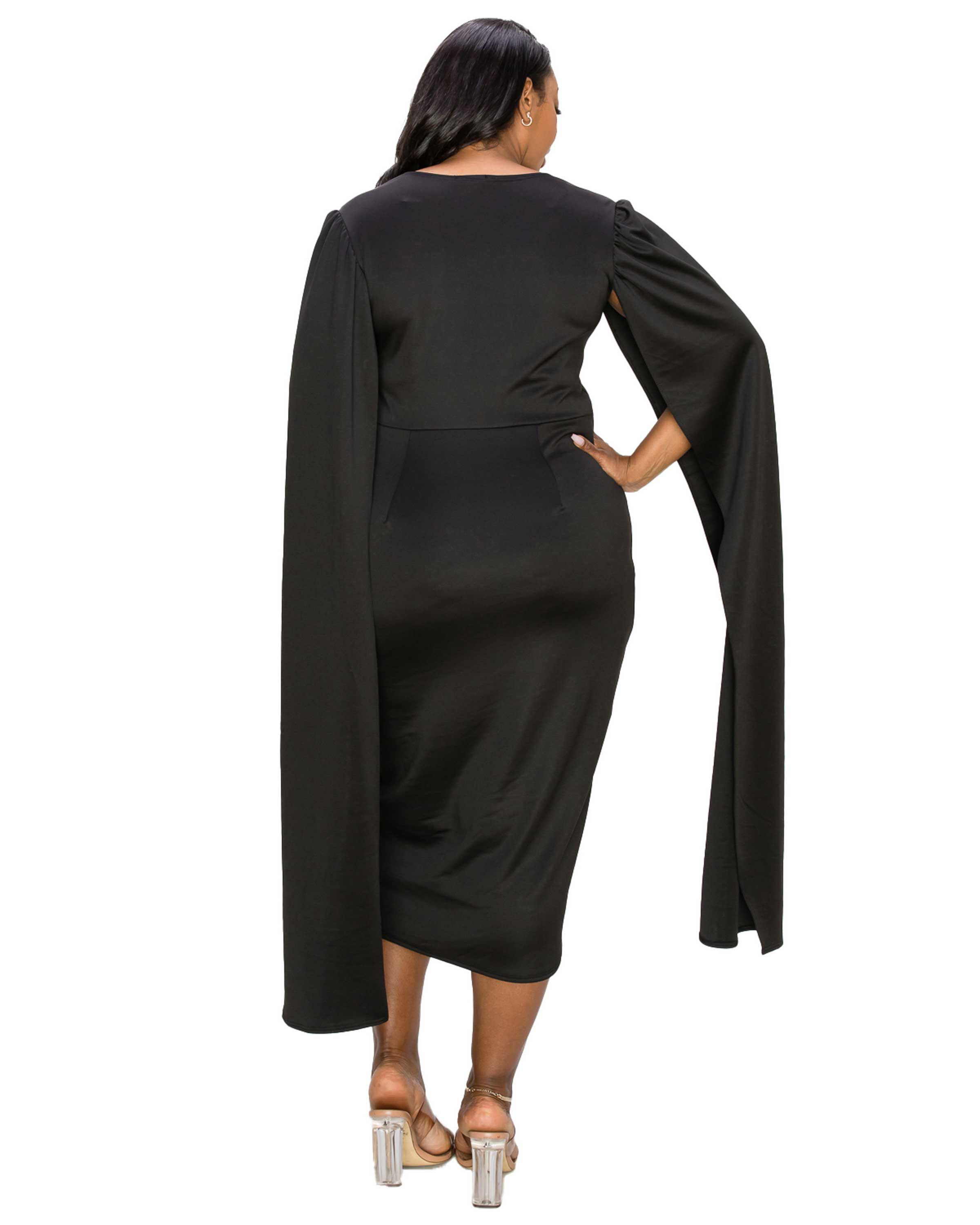 Naomi Cape Dress, Black / Black, alternate image number 1