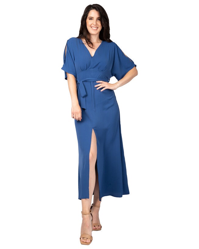 Scarlett Women's Plus Size  V Neck Kimono Sleeves Maxi Dress, , alternate image number 7