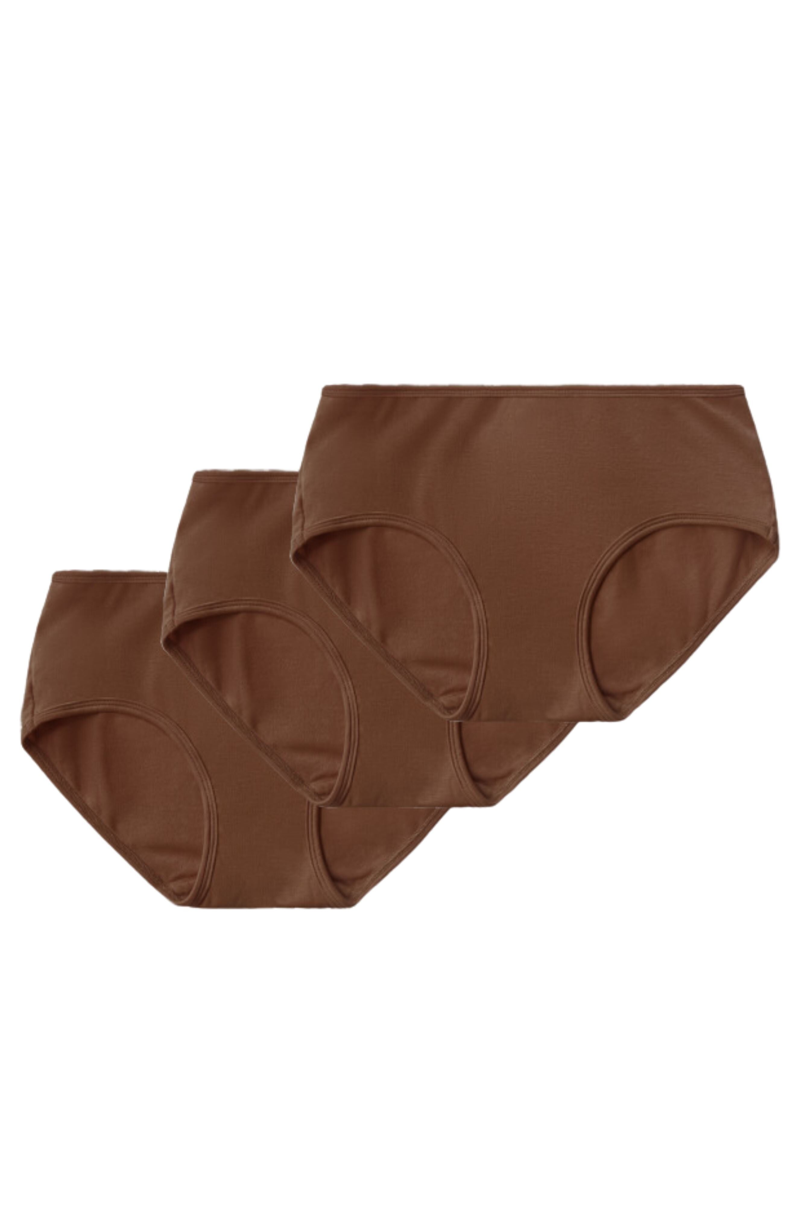 3-Pack Mid-Rise Ultra Soft Sustainable Briefs, Deep Nude / Brown, hi-res image number 0