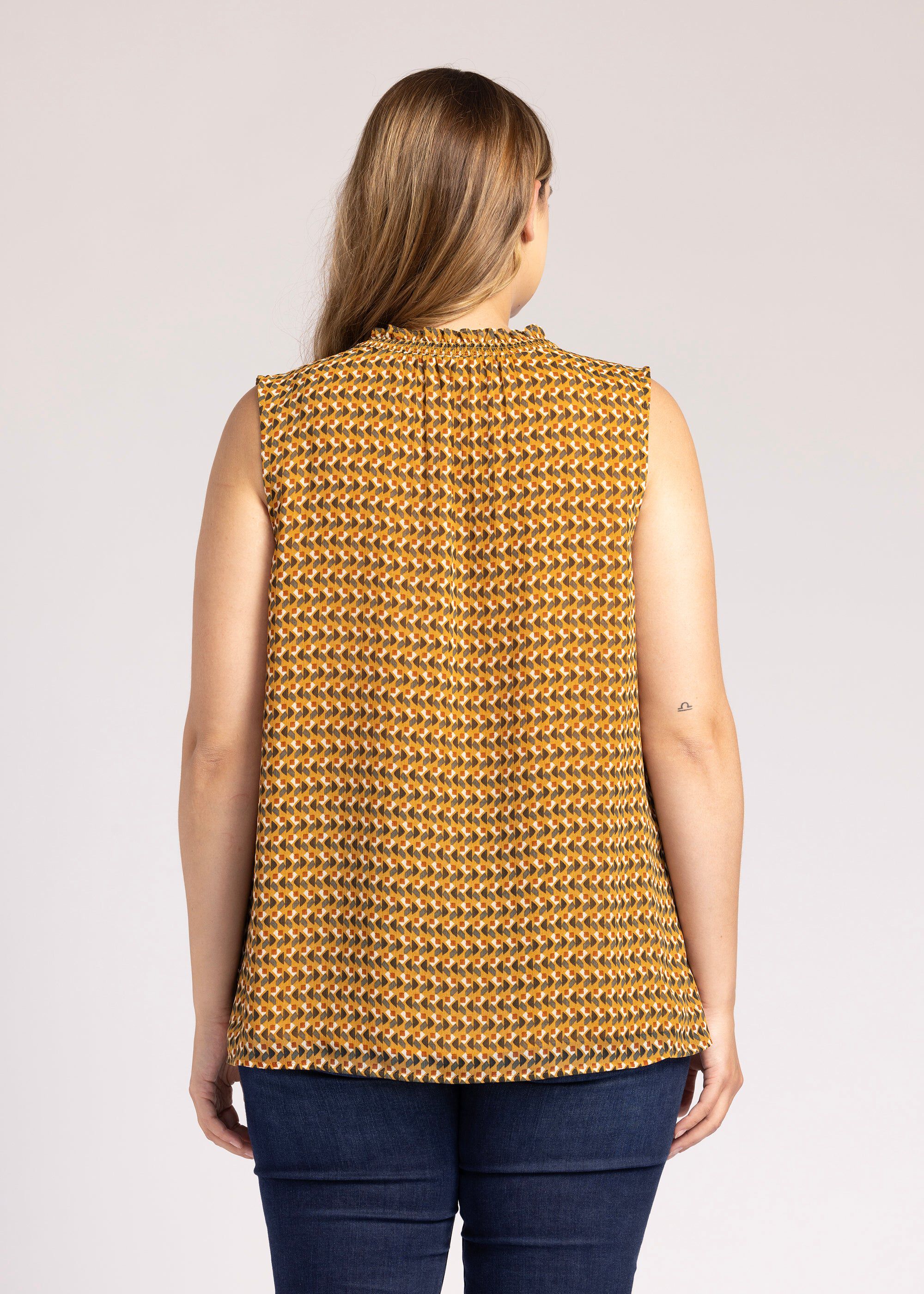 Fiona Abstract Print Tank Top, o656 MUSTARD / Yellow, alternate image number 3