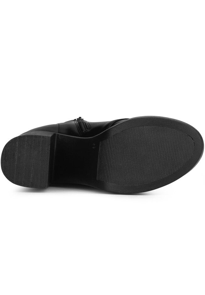 Platform Lace Up Chunky Heels Combat Boots, Black / Black, alternate image number null