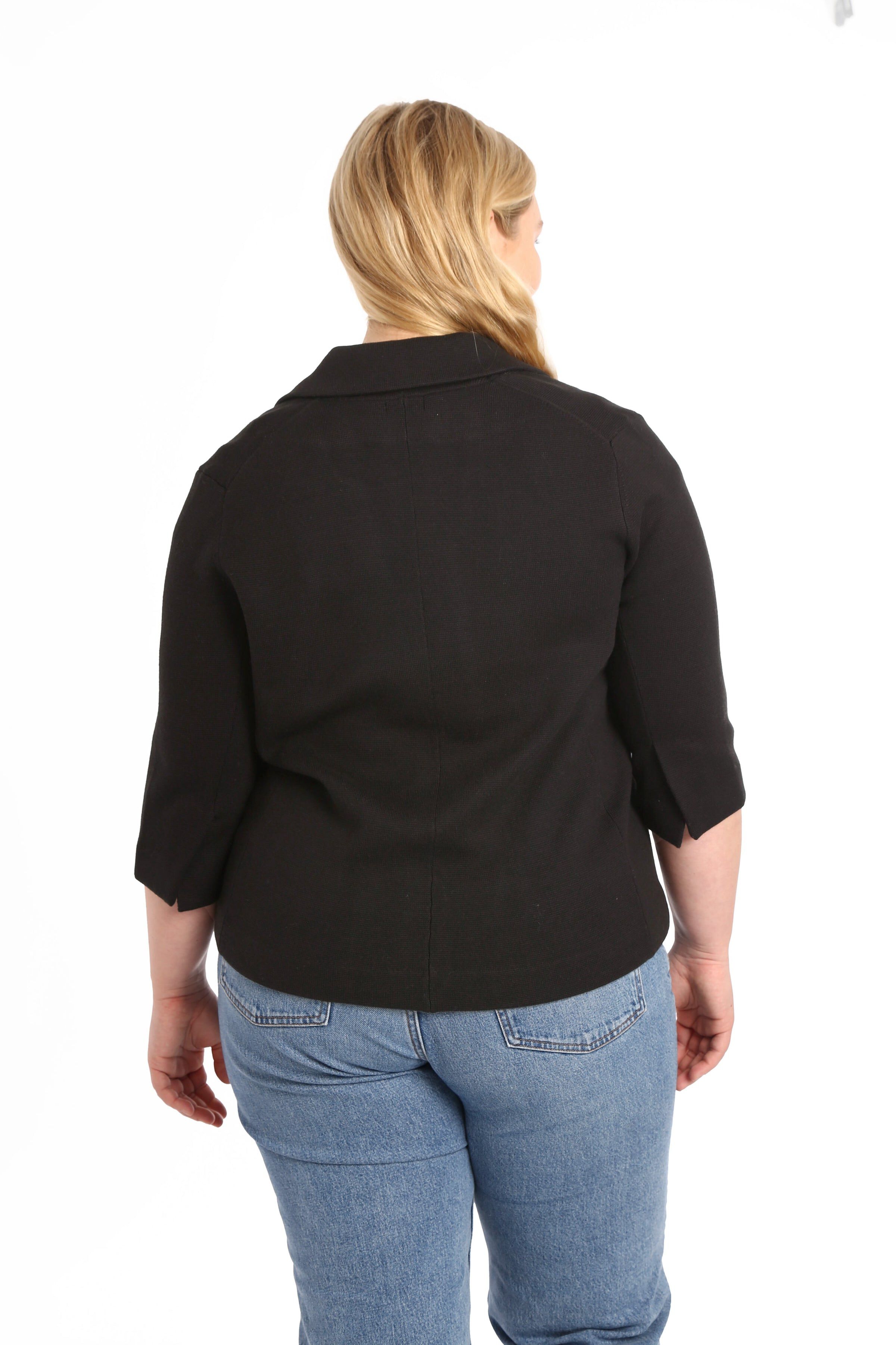 Cotton blend shrunken blazer, Black / Black, alternate image number 2