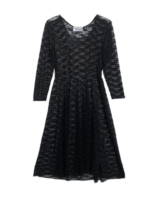 Sheer Lace Mesh Dress- Black, Black / Black, hi-res image number 0