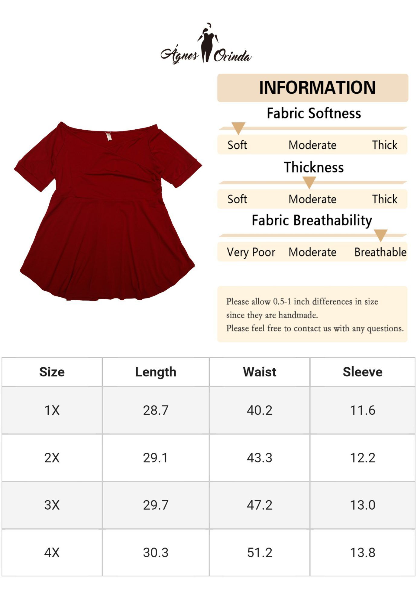 V NECK SHORT SLEEVE RUCHED PEPLUM BLOUSE TOP, Burgundy / Red, alternate image number 4