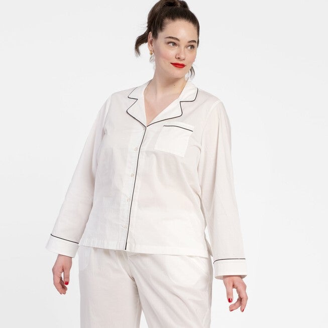 Teddy Pajama Top White Navy, White Navy / White, hi-res image number 0
