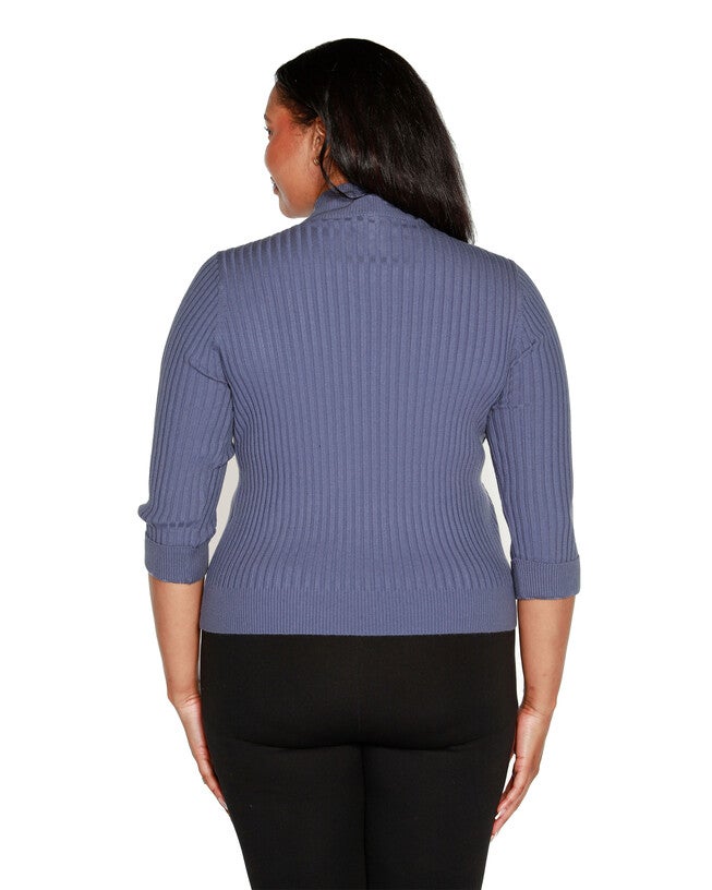 RIBBED QUARTER-ZIP SWEATER, Indigo Coast / Azure Blue, alternate image number 2