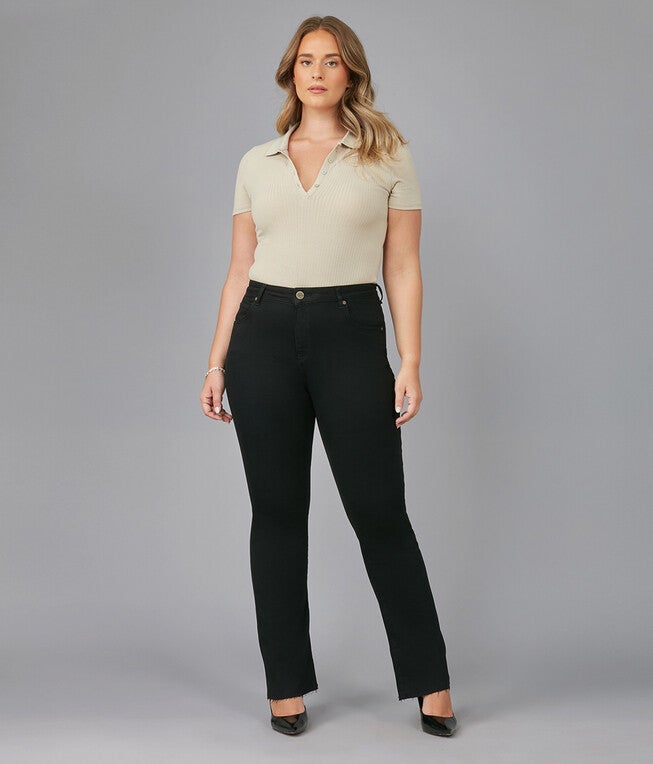 Women's BILLIE-BLK High Rise Bootcut Jeans, Black / Black, hi-res image number 0