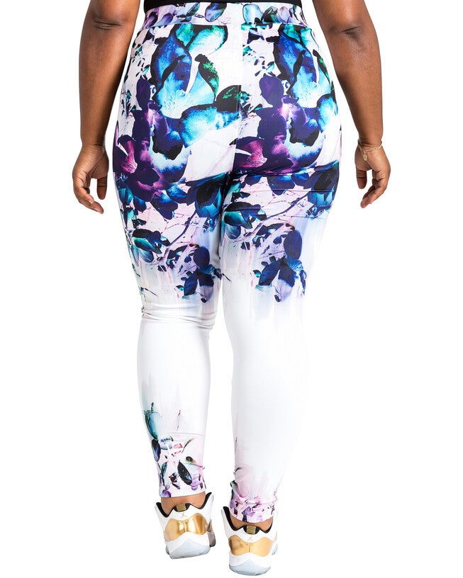 Lena Floral Print Activewear Tracksuit Leggings, Multicolored / White, alternate image number 1