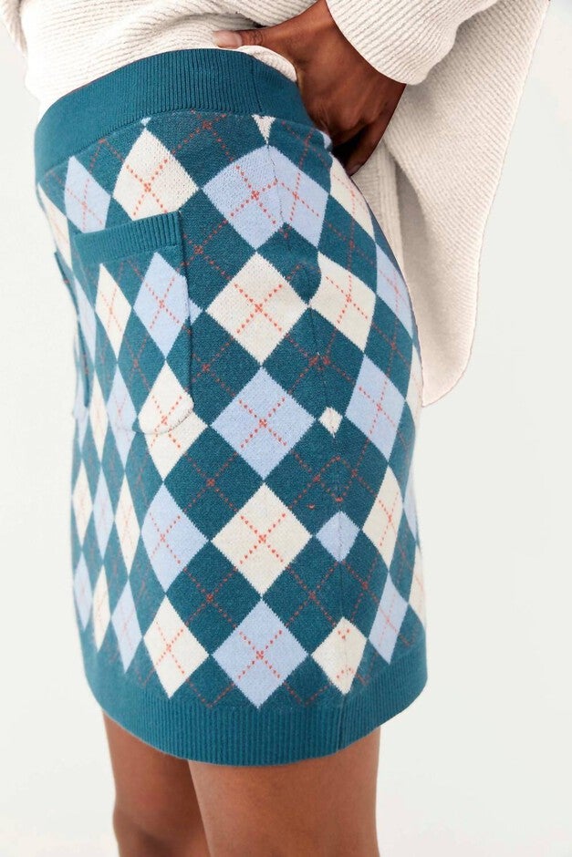ARGYLE VIOLA SWEATER MINI SKIRT IN MARINE COMBO, , alternate image number 4