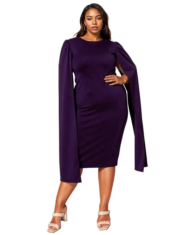 Naomi Cape Dress, Eggplant / Purple, hi-res image number 0