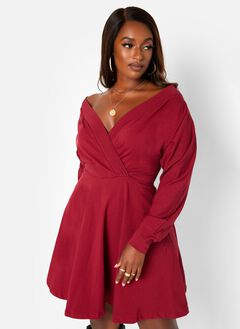 Class Flirt Cotton Off The Shoulder Mini Skater Dress with Pockets