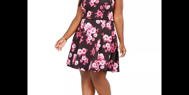 City Studios Women's Plus Size Floral Print A Line Dress Purple Size 20W, , alternate image number 4
