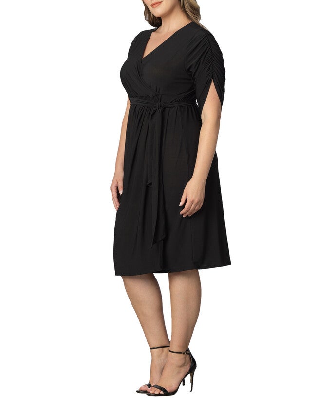 Eden Faux Wrap Dress, BLACK NOIR / Black, alternate image number 3