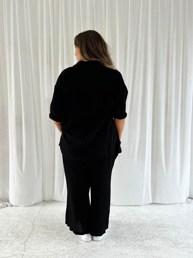 Adele Wide Leg Pant, Black / Black, alternate image number null