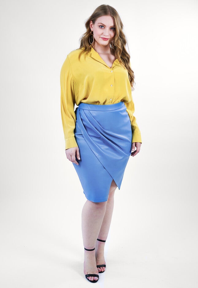 Perry Pleather Pleated Skirt, Perry Blue / Light Blue, hi-res image number null