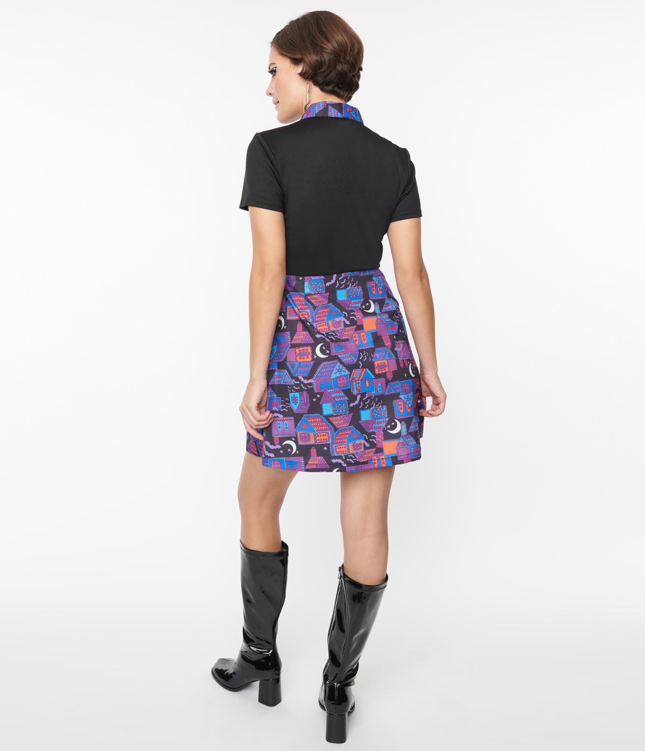 Smak Parlour Black & Purple Haunted House Mini Dress, , alternate image number 3