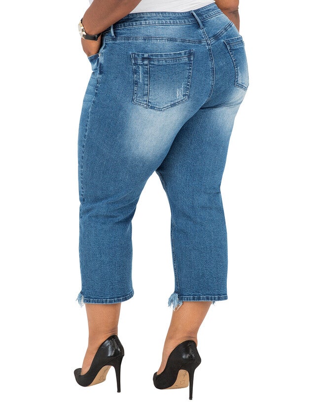 Verla Curvy Fit Cropped Frayed Boyfriend Jeans, 3015PJSTONER / Navy, alternate image number null