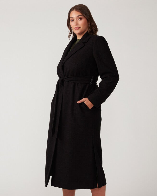 CHARMED ROBE COAT, Black / Black, alternate image number 2