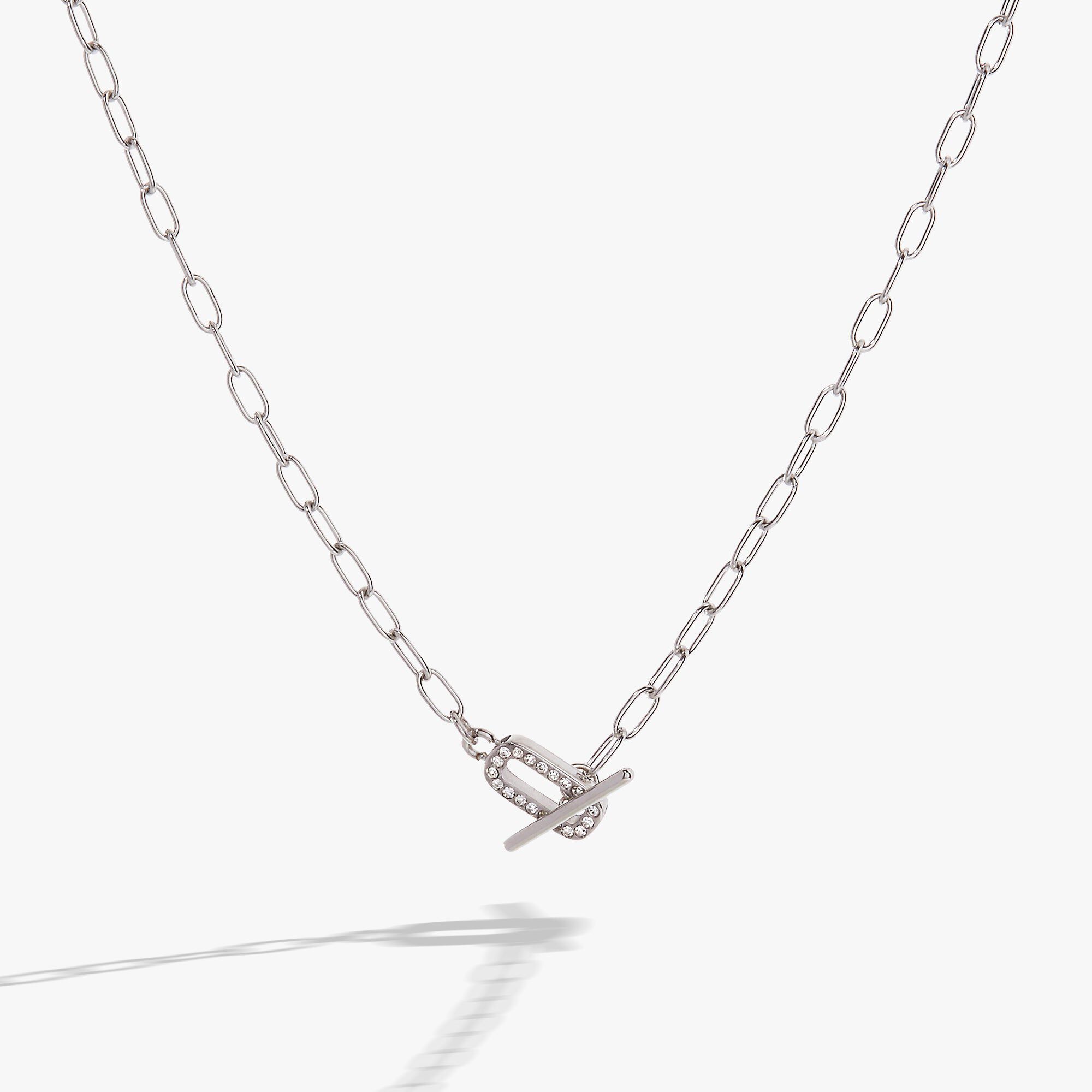 Crystal Pave Toggle Necklace, Silver / Silver, hi-res image number 0