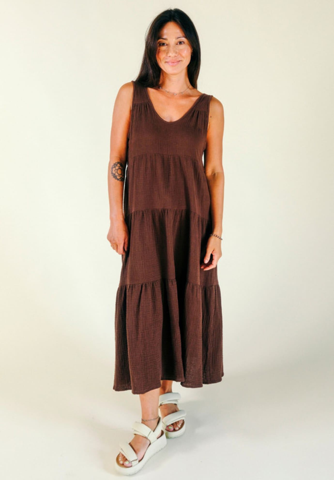 Plus Teresa Tiered Tank Dress, Chicory Coffee / Mocha, hi-res image number 0