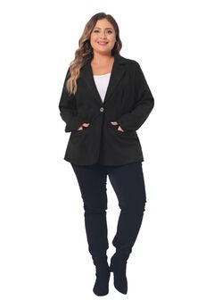 FAUX SUEDE LAPEL BLAZER JACKET