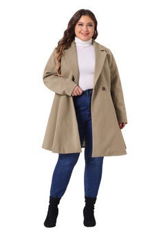 A LINE NOTCHED LAPEL DOUBLE BREASTED LONG PEACOAT