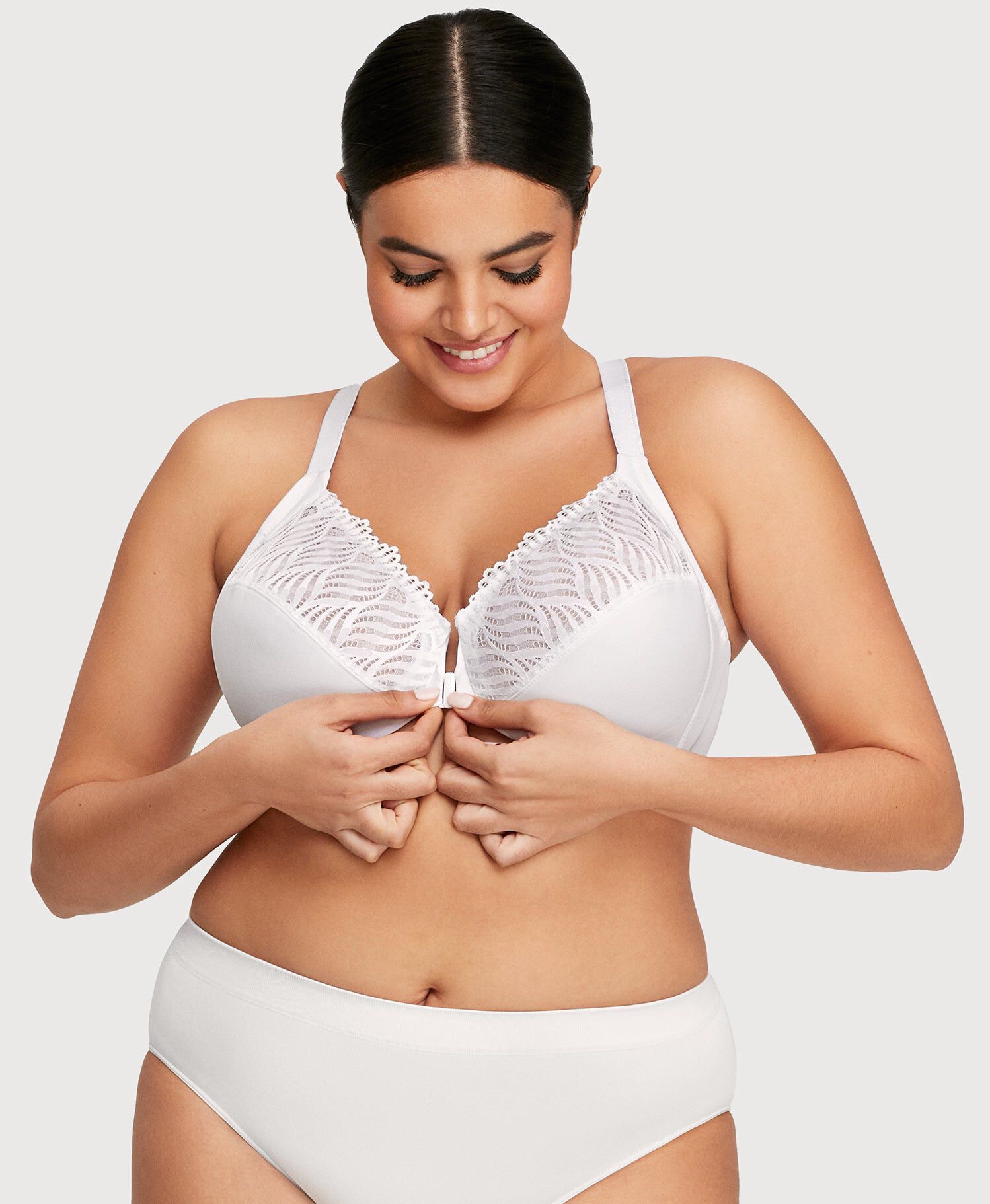 Front-Closure T-Back WonderWire Bra, White / White, alternate image number 2