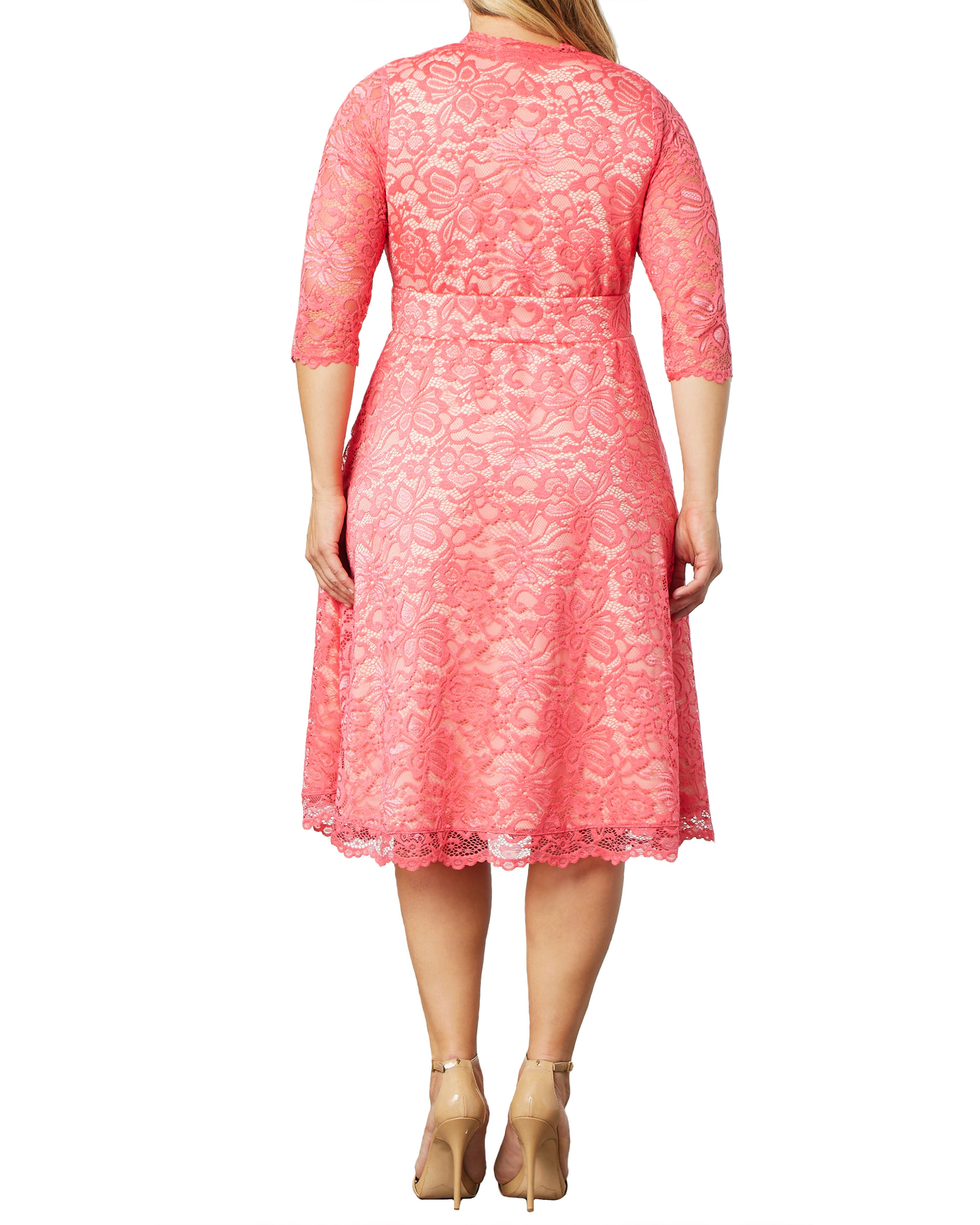 Mademoiselle Lace Cocktail Dress, CORAL / Coral, alternate image number 1