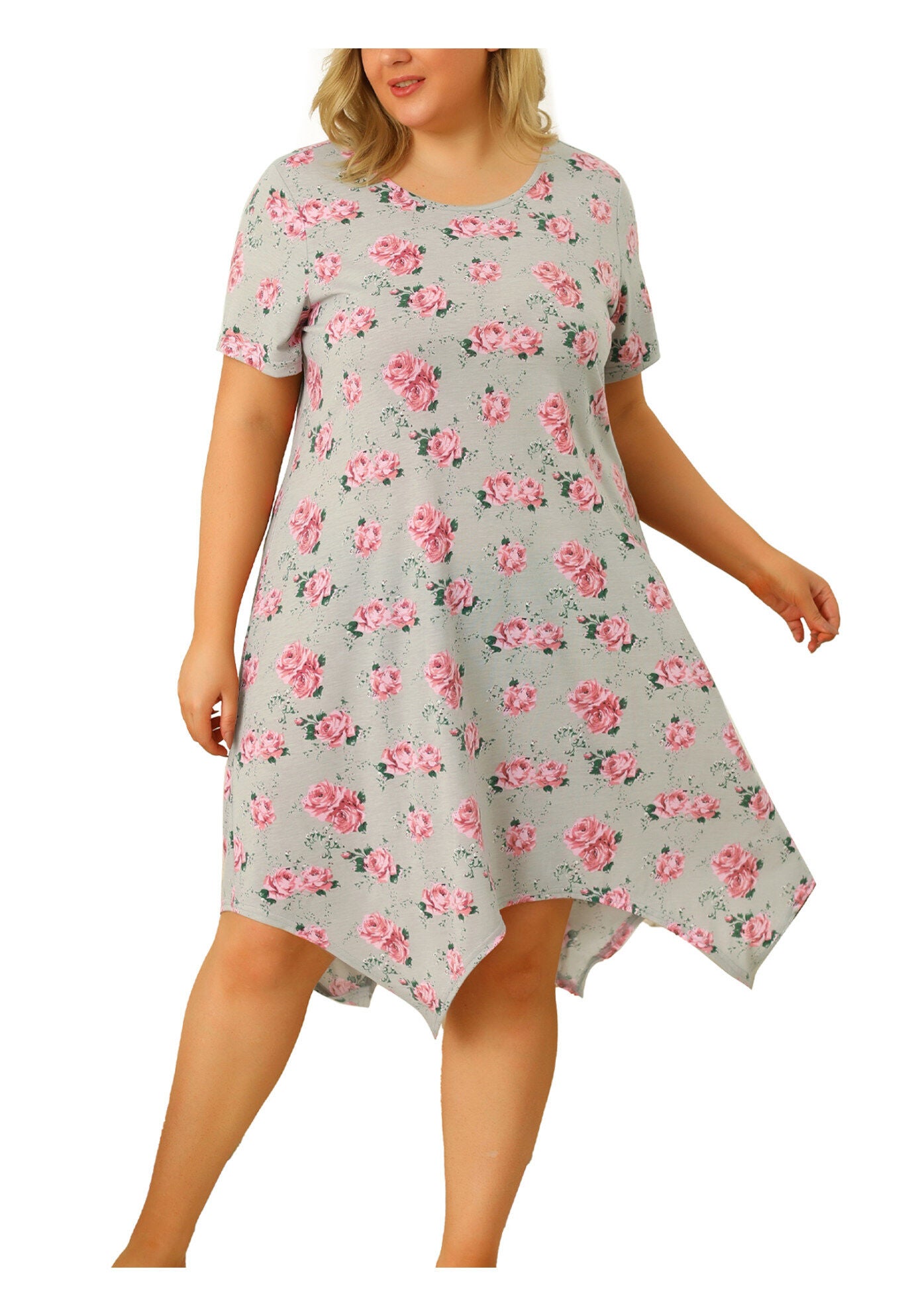 Floral Print Sleepdress, Gray / Light Grey, alternate image number 2