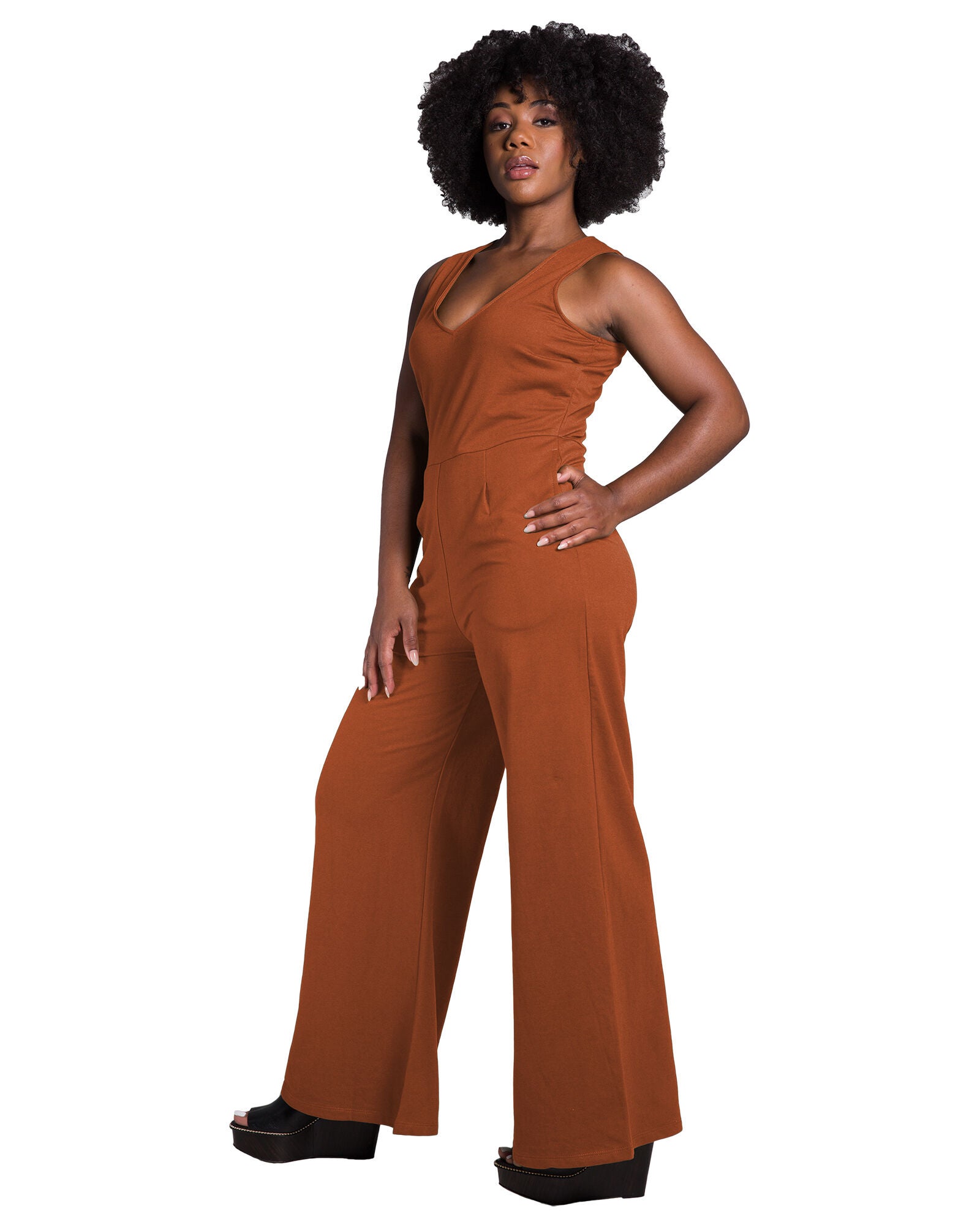 Kelly Sleeveless Wide Leg Jumpsuit, Paprika / Sienna, alternate image number 3