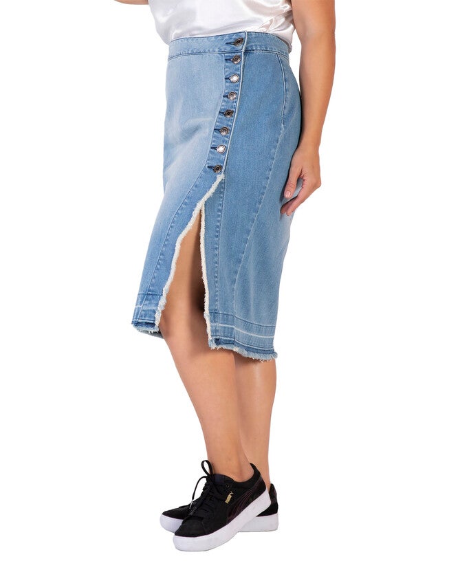 Alanis Plus Size Womens Raw Edge Slit Skirt, , alternate image number null