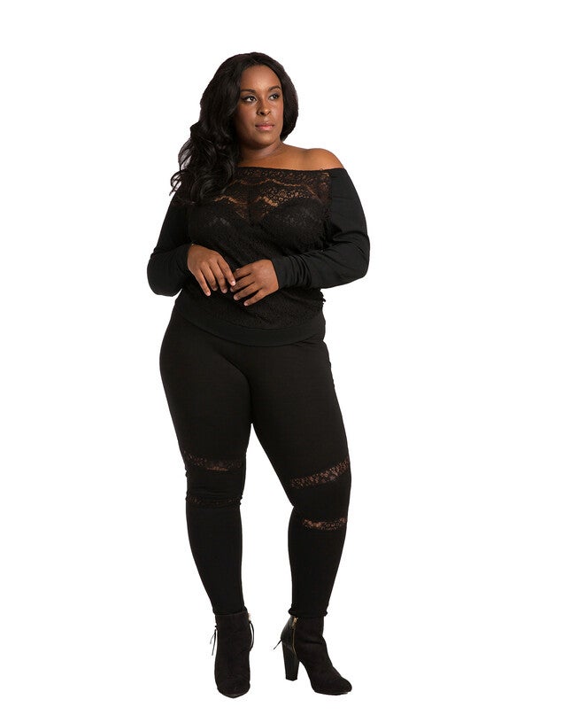 Nia Boatneck Pullover With Ponte Sleeves, Black / Black, alternate image number 2