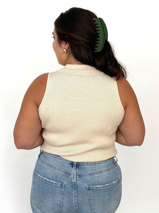 Lupine Sleeveless Button Down, Oatmeal / Cream, alternate image number 2