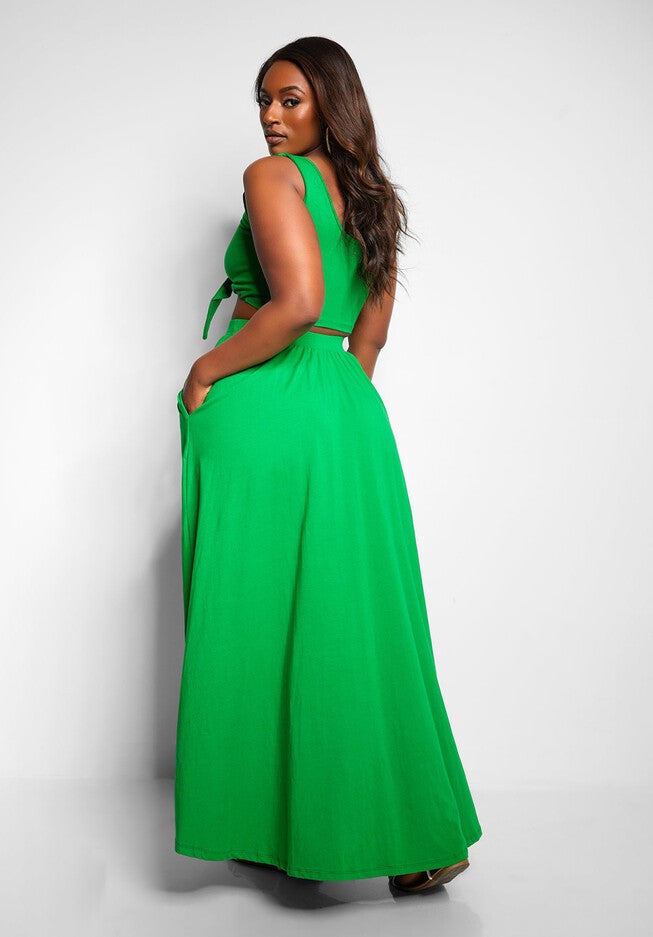 Love Story Crop Top & Maxi Skater Skirt Set, Green / Kelly Green, alternate image number 4