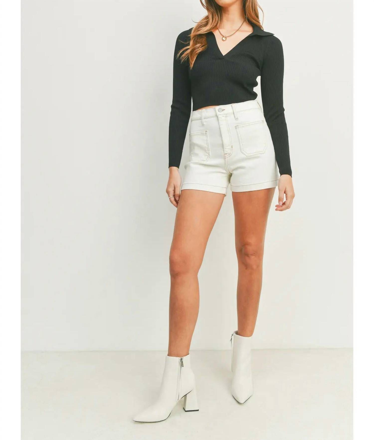Lucy Patch Shorts In Off White, , alternate image number 2