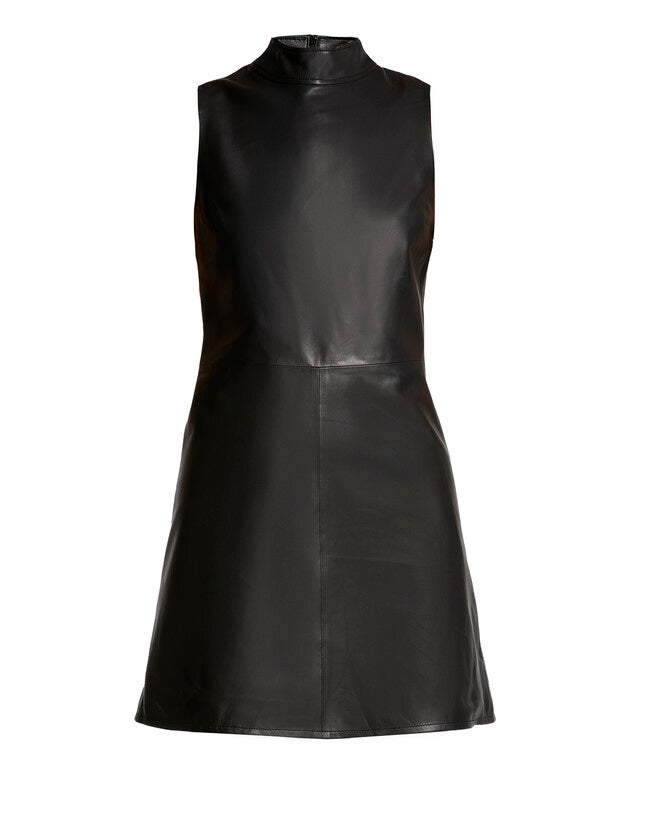 Crawford Upcycled Leather Dress, Black / Black, hi-res image number null