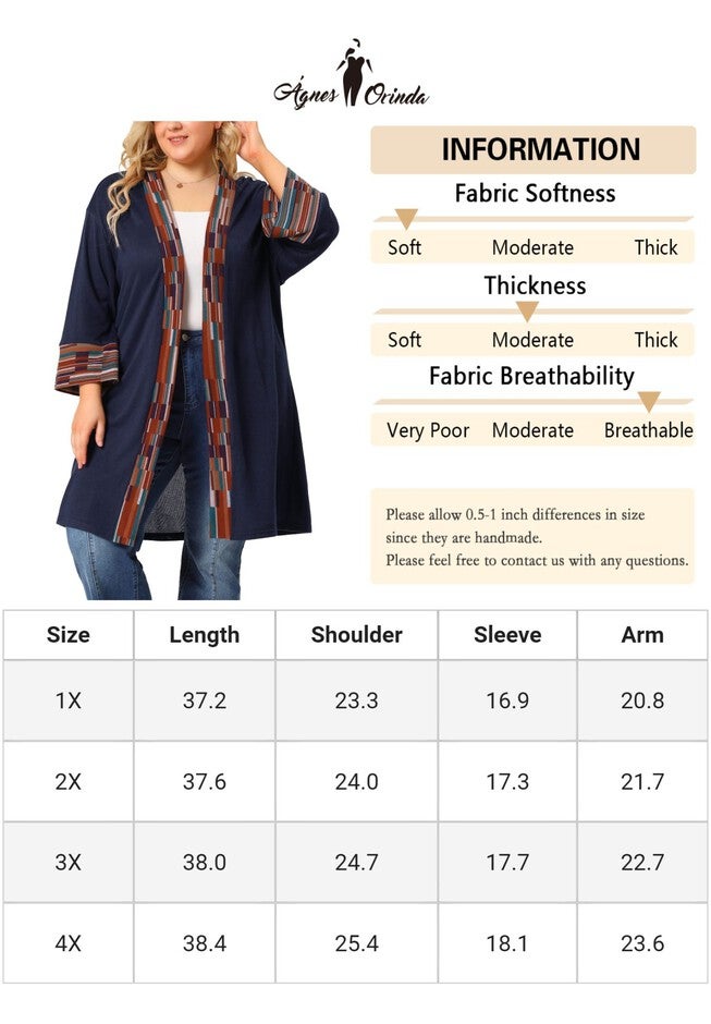 OPEN FRONT BOHO BOHEMIAN KNIT CARDIGAN, Dark Blue / Navy, alternate image number 4