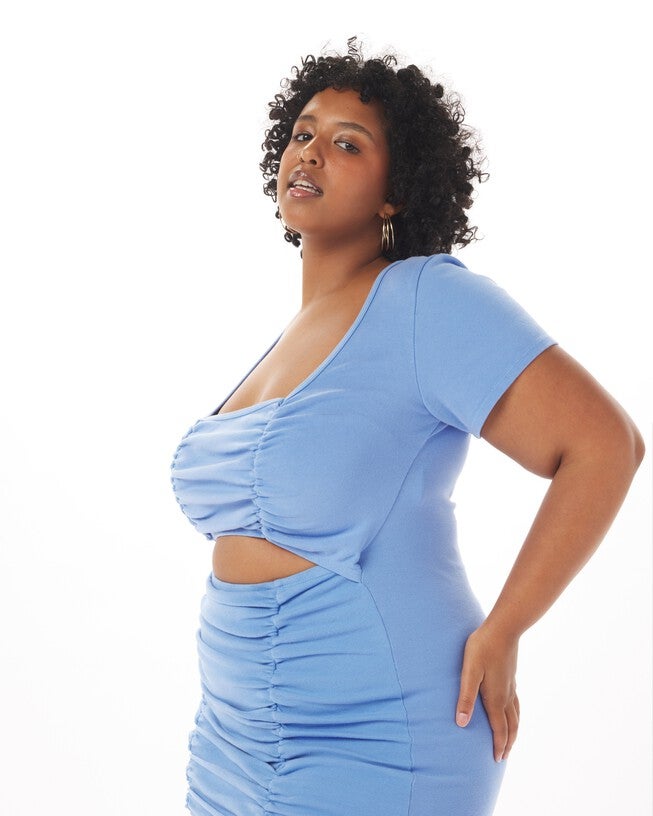 Christian Cotton Ruched Dress, , alternate image number 1