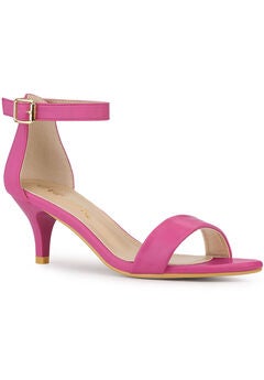 Open Toe Kitten Heeled Ankle Strap Sandals