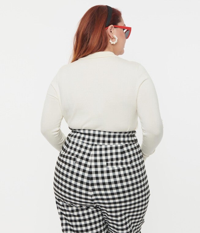 Unique Vintage Plus Size Cream & Red Locked Heart Sweater, Cream Red / Cream, alternate image number 1