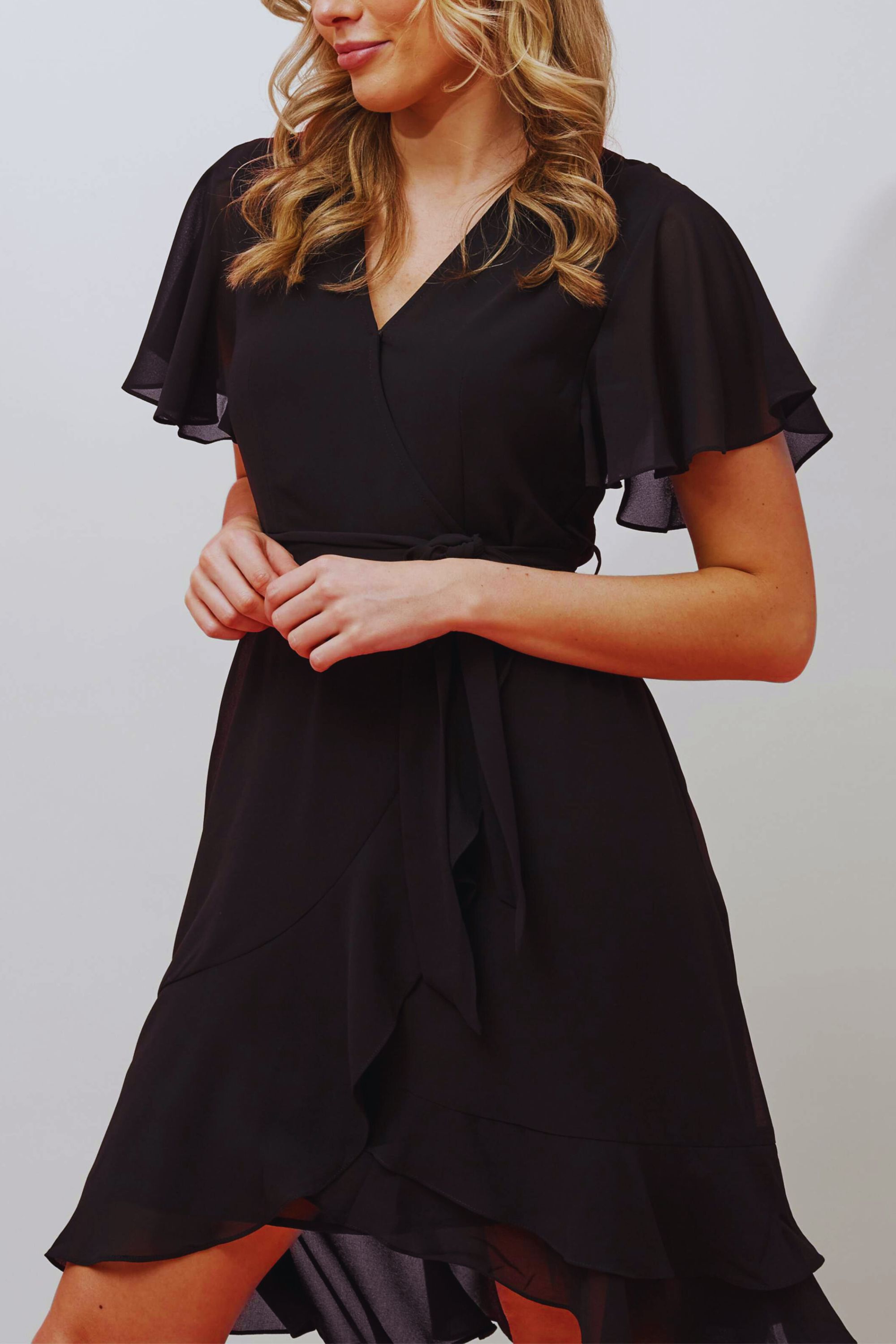 Corrine Crossover Dress Waist Tie Black, Black / Black, alternate image number 2