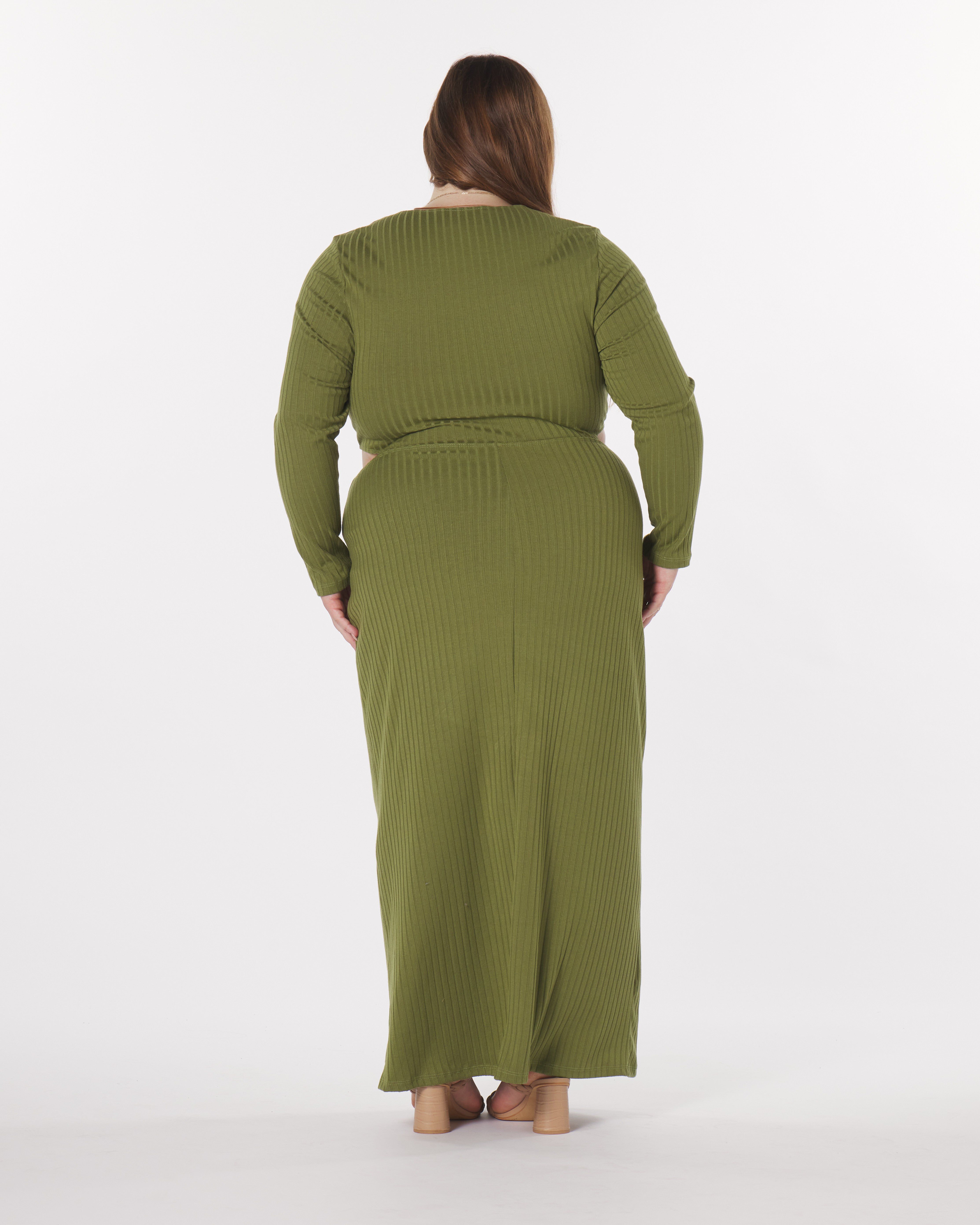 Madeline Cut-Out Maxi Dress, Olive / Olive Green, alternate image number 3