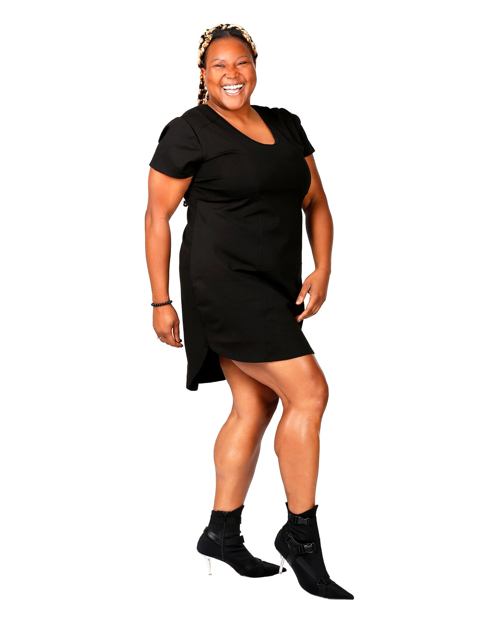 Jo Jo Lace Up Back Dress, BLACK / Black, alternate image number 2