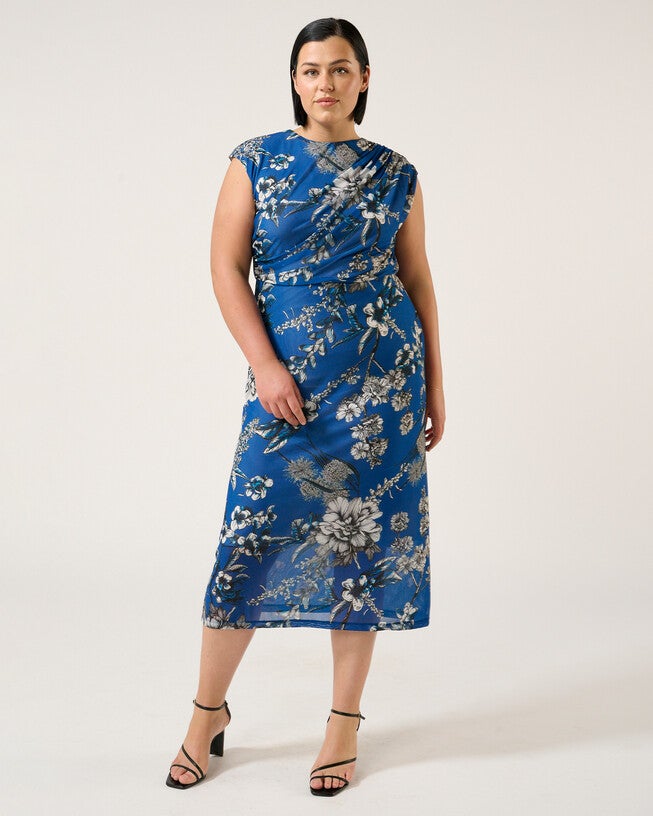 Elysium Dress, Print / Royal Blue, alternate image number null