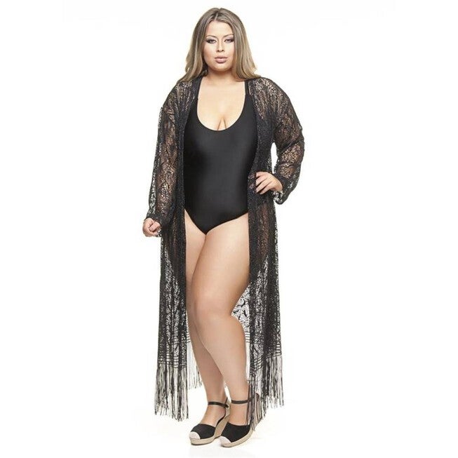 Fringed Kimono, Black Gold / Black, hi-res image number 0