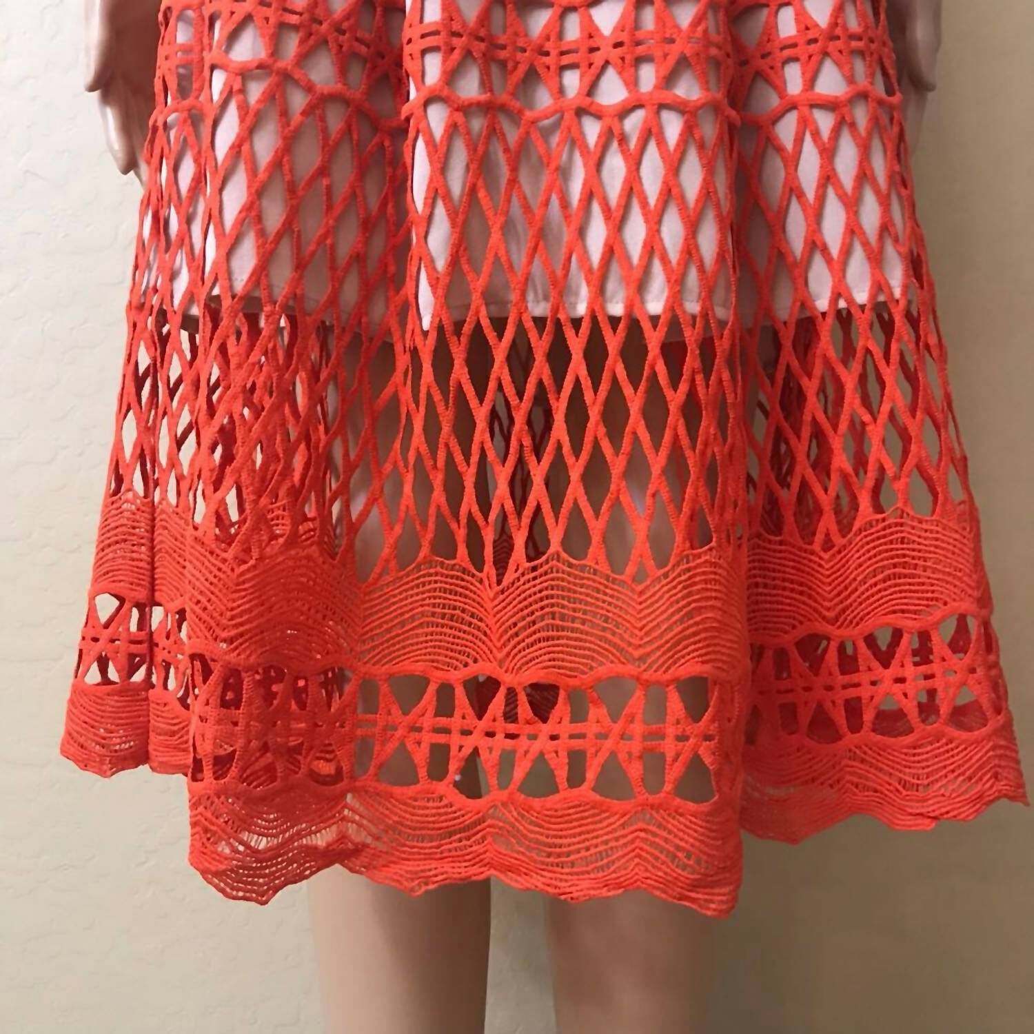 CROCHET LACE MIDI SKIRT IN CHILI, Chili / Red, alternate image number 2