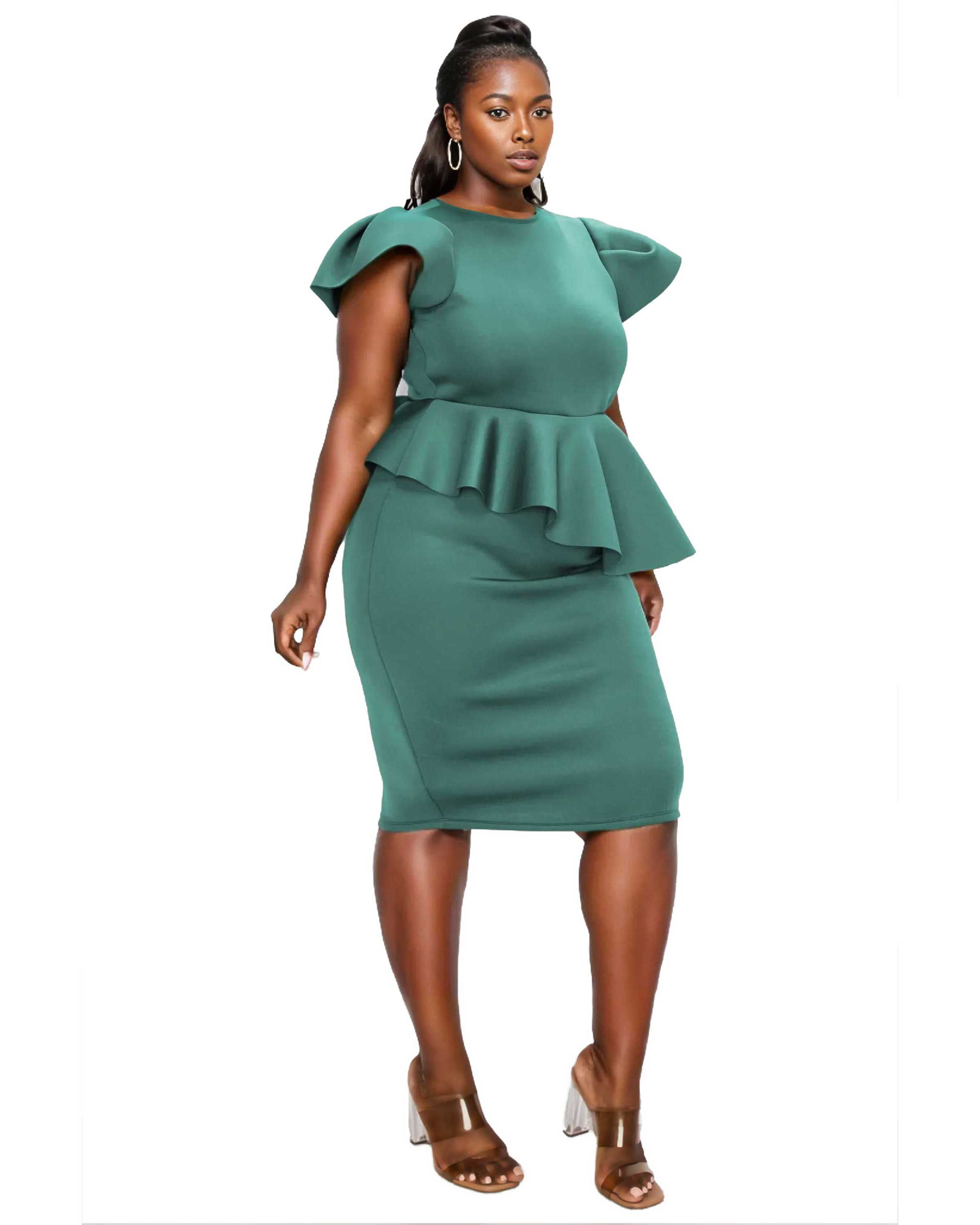 Neoprene ruffle dress on sale